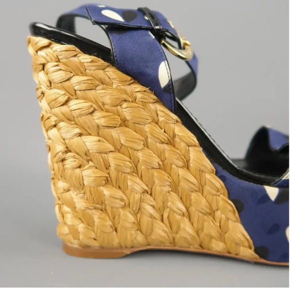 Louis Vuitton Navy Fabric Braided Espadrille Wedges size 39 - Picture 5 of 10